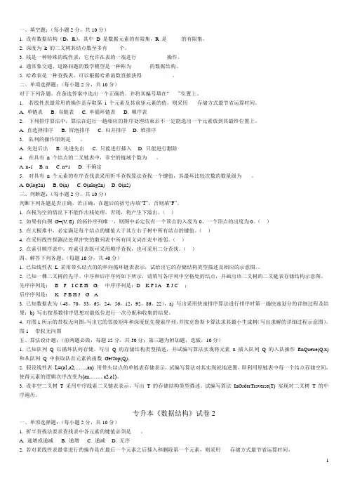 山东专升本数据结构练习1