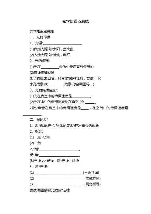 光学知识点总结