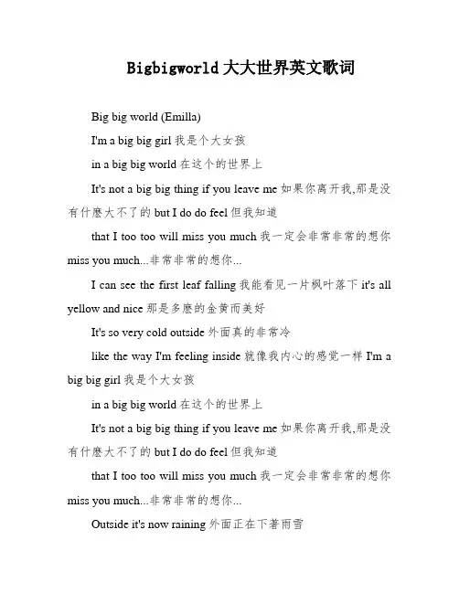 Bigbigworld大大世界英文歌词