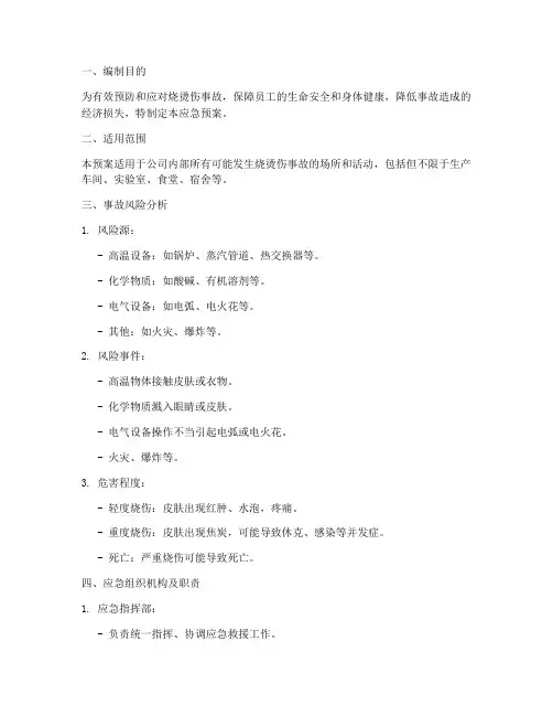 烧烫伤事故应急预案方案
