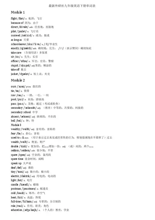 2020最新外研版九年级英语(下册)单词表汇总[带音标).doc