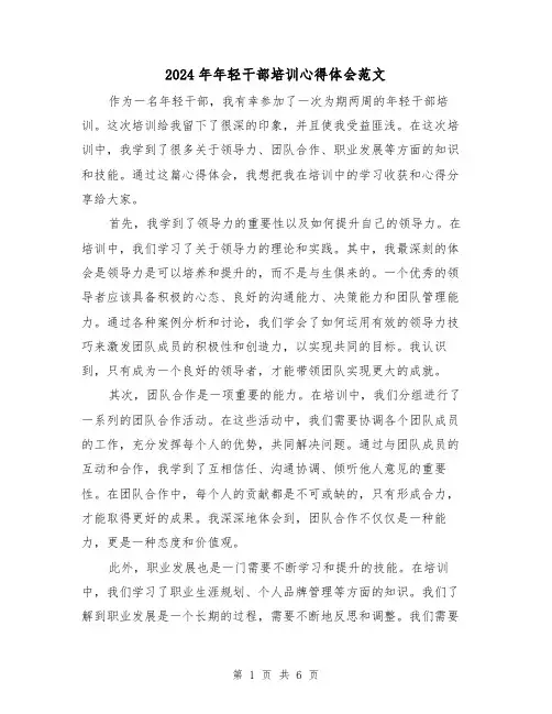 2024年年轻干部培训心得体会范文(三篇)