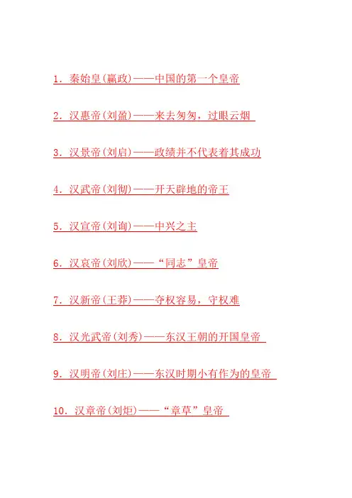中国皇帝排行榜