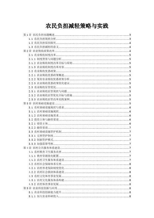 农民负担减轻策略与实践