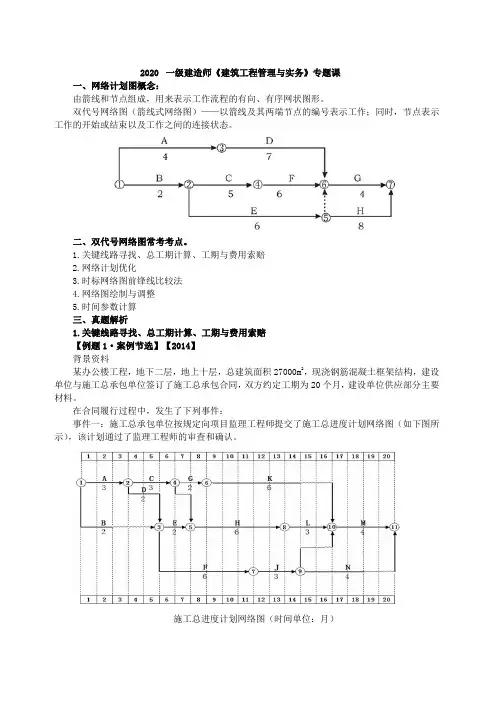 2020一建《建筑》案例分析题专题六讲第4讲-建筑网络计划图1