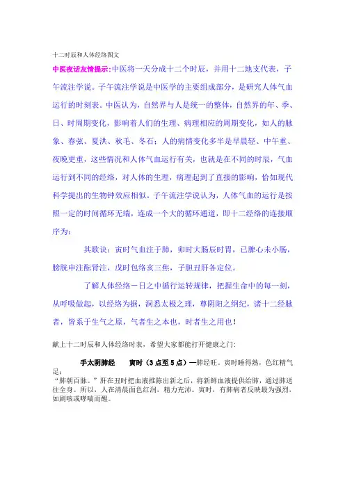 十二时辰和人体经络图文