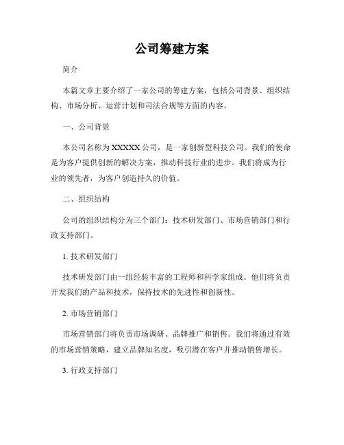 公司筹建方案
