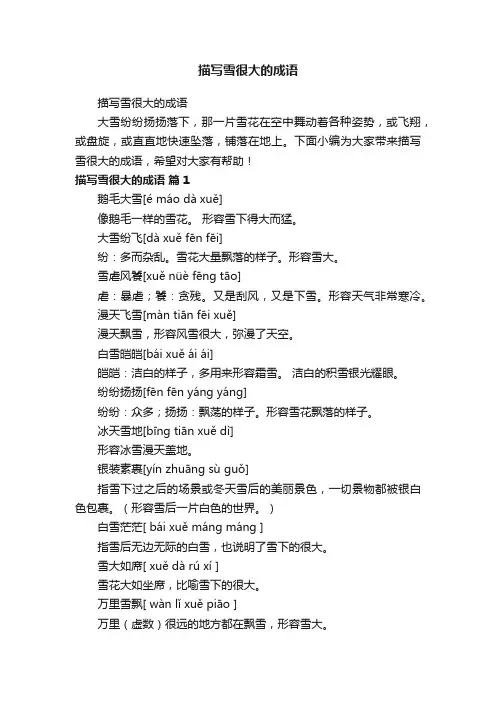 描写雪很大的成语