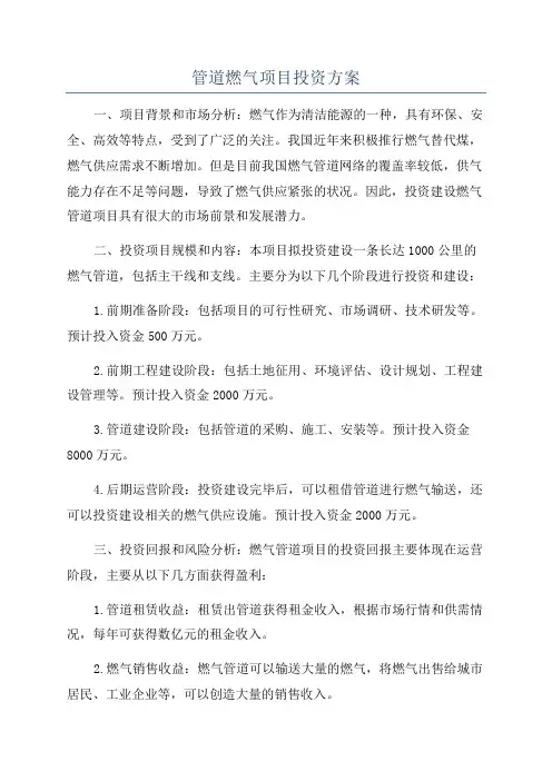 管道燃气项目投资方案