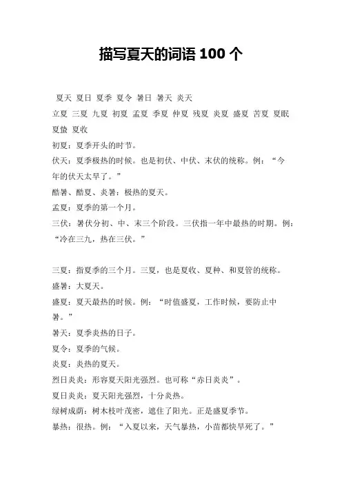 描写夏天的词语100个