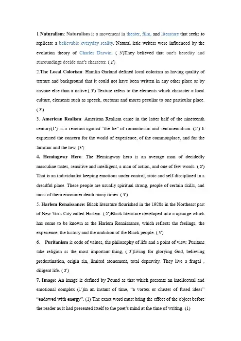 美国文学名词解释