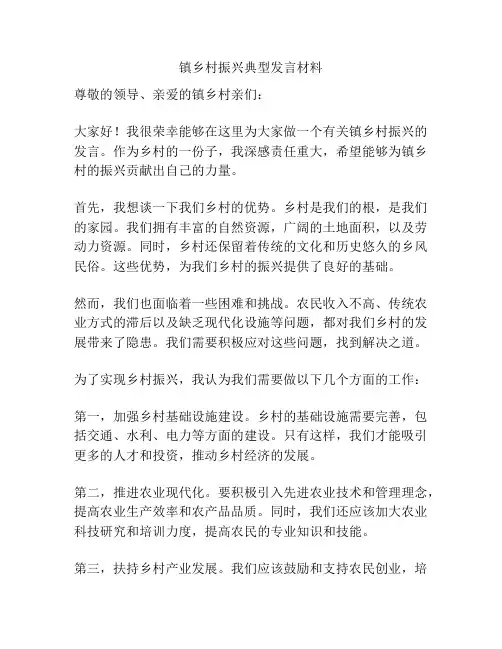 镇乡村振兴典型发言材料