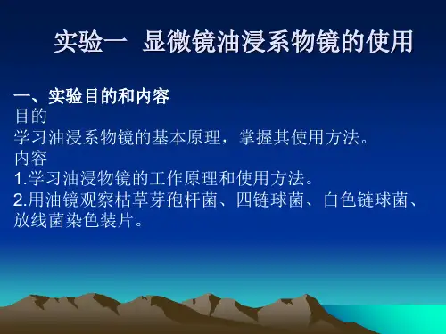 实验一 显微镜油浸系物镜的使用