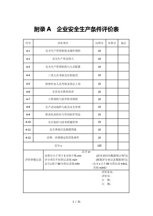 合规性评价表