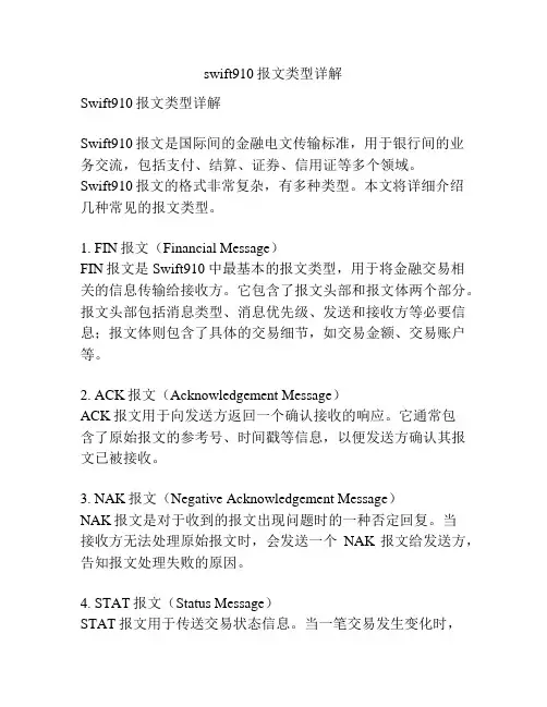 swift910报文类型详解