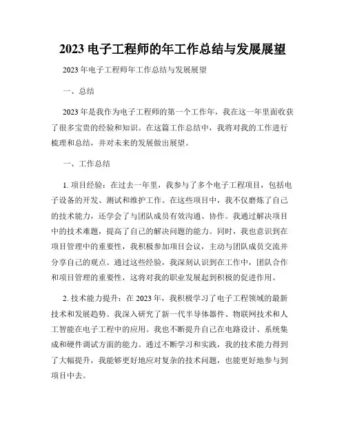 2023电子工程师的年工作总结与发展展望