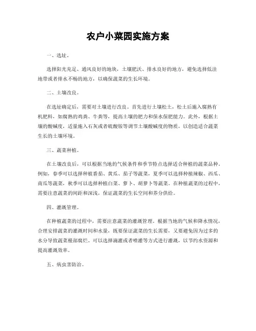 农户小菜园实施方案
