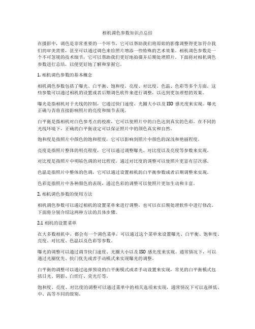 相机调色参数知识点总结
