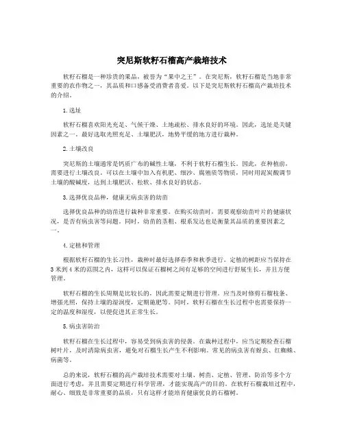 突尼斯软籽石榴高产栽培技术
