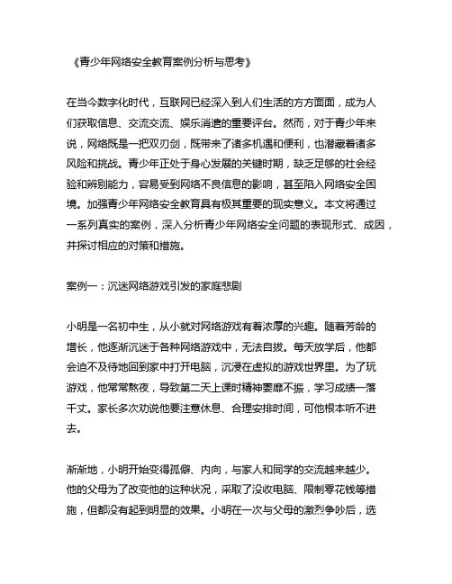 青少年网络安全教育案例