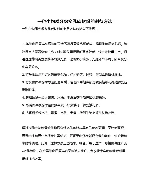 一种生物质分级多孔碳材料的制备方法