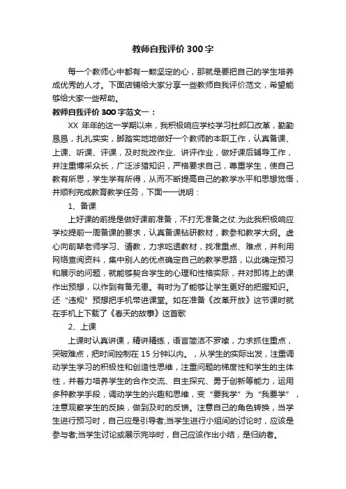 教师自我评价300字