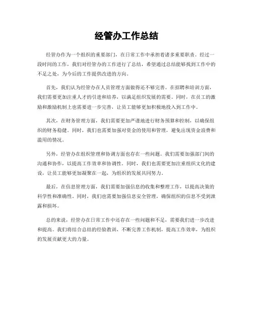 经管办工作总结