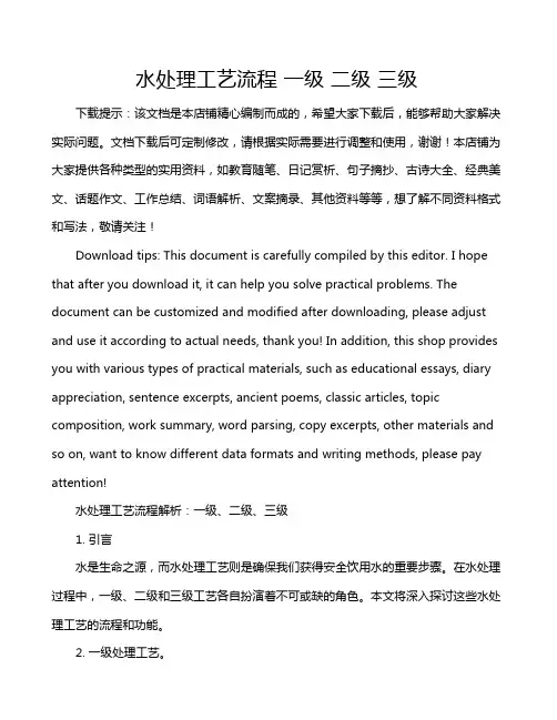 水处理工艺流程 一级 二级 三级
