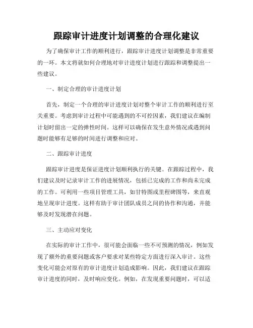 跟踪审计进度计划调整的合理化建议