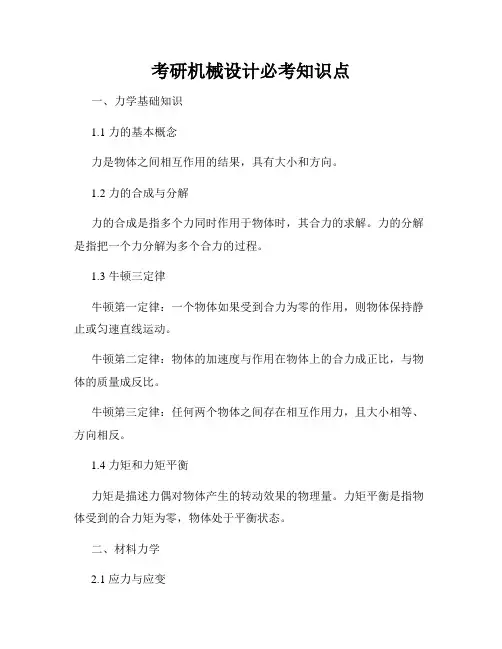 考研机械设计必考知识点