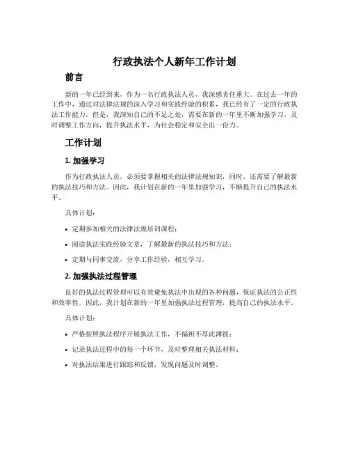 行政执法个人新年工作计划