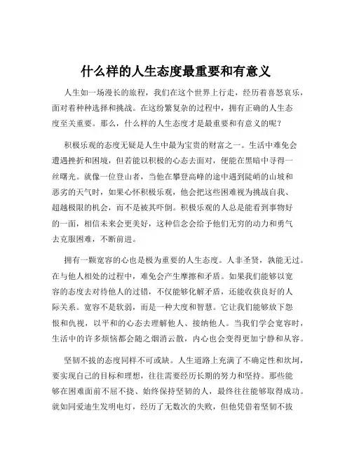 什么样的人生态度最重要和有意义
