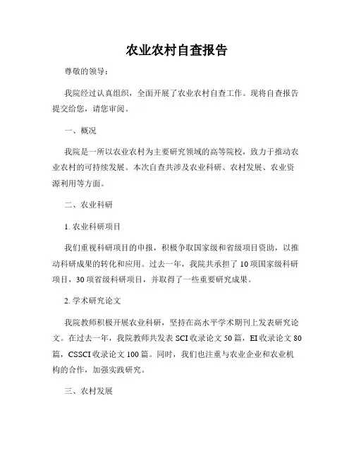 农业农村自查报告