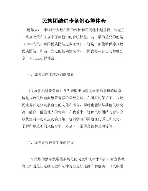 民族团结进步条例心得体会