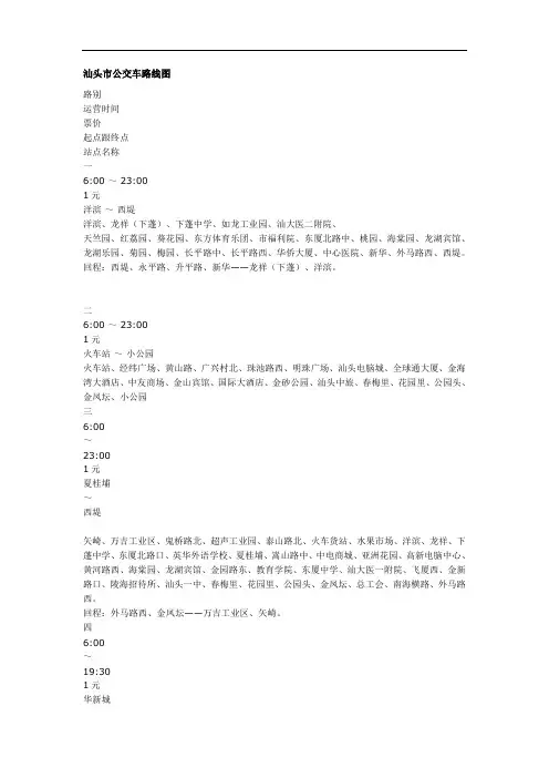 汕头市公交车路线图