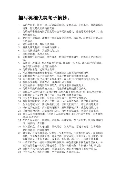 写英雄的优美句子摘抄