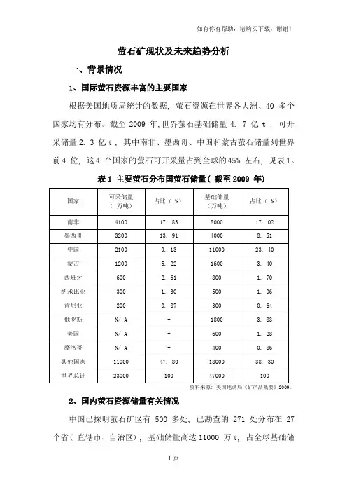 萤石矿现状及未来趋势分析