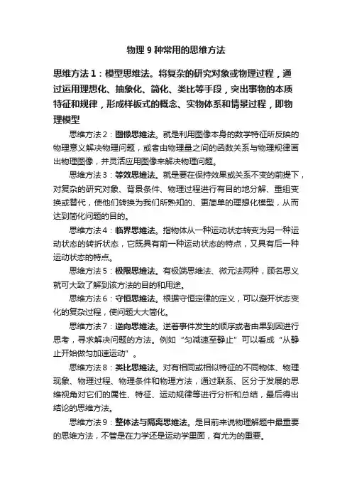 物理9种常用的思维方法