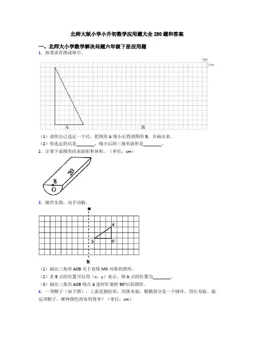 北师大版小学小升初数学应用题大全280题和答案