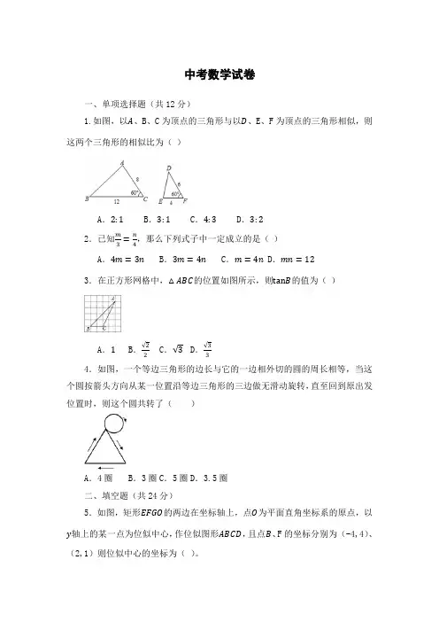 上海中考数学压轴题