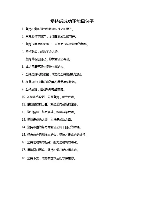 坚持后成功正能量句子