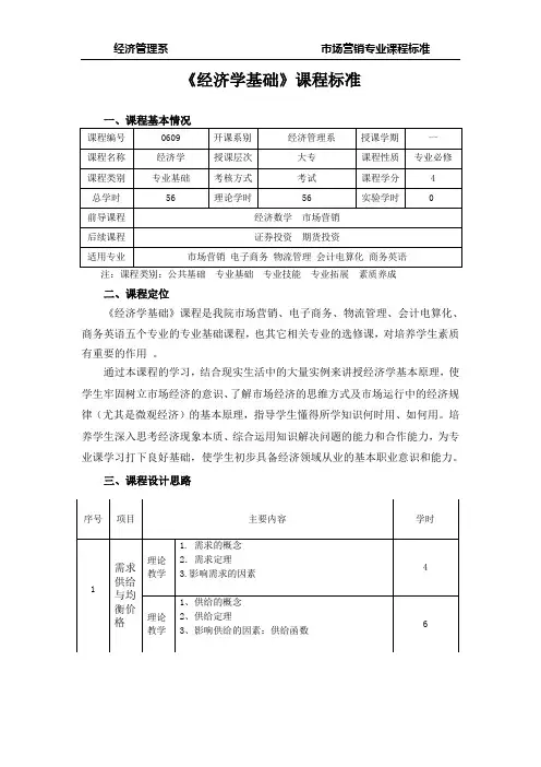 经济学课程标准