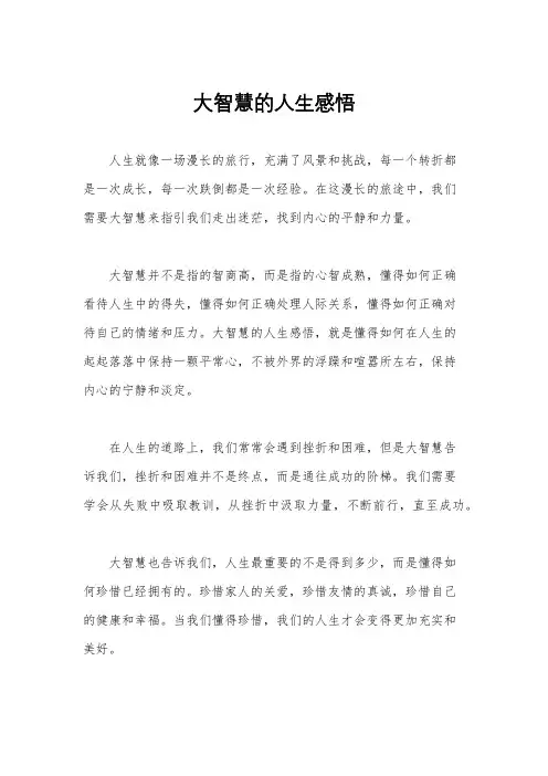 大智慧的人生感悟
