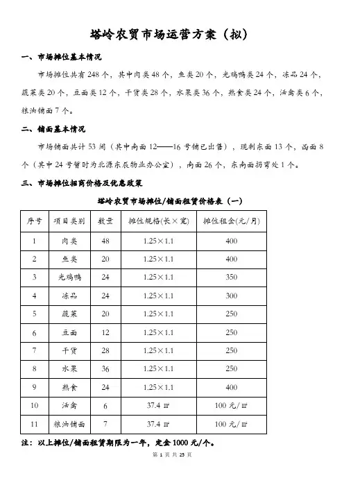 农贸市场招商方案及农贸市场整合推广方案