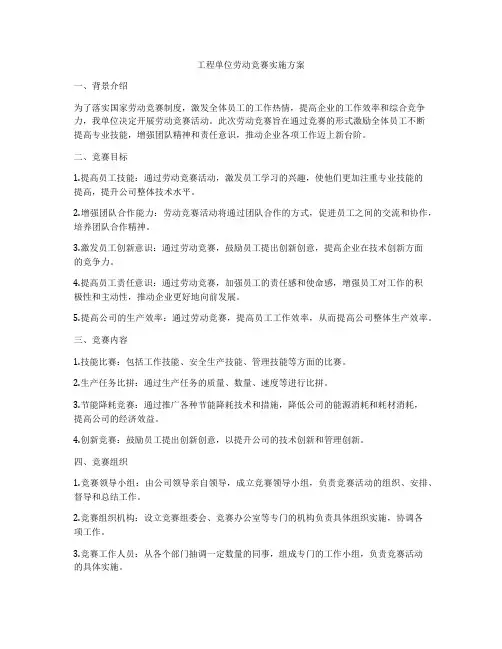 工程单位劳动竞赛实施方案