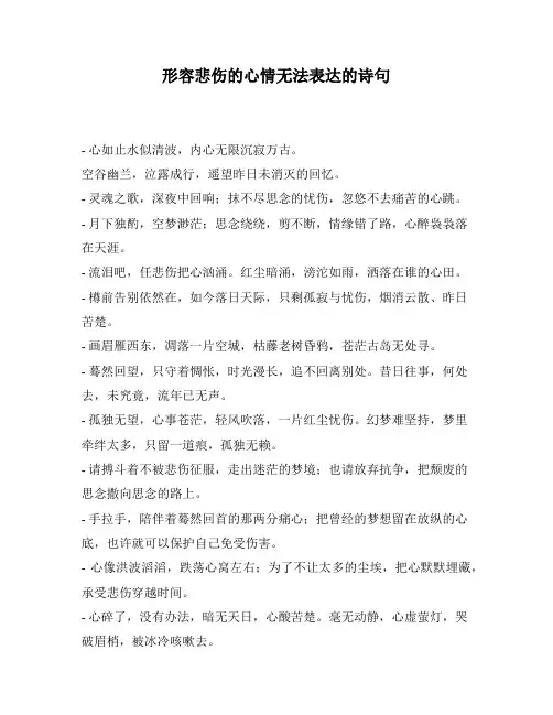 形容悲伤的心情无法表达的诗句