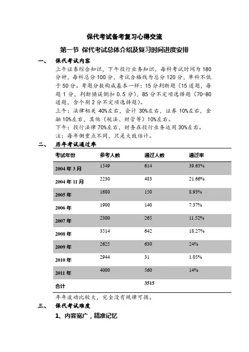 保代考试备考复习心得交流资料