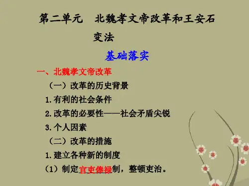第二单元  北魏孝文帝改革和王安石变法