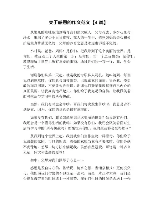 关于感恩的作文范文【4篇】