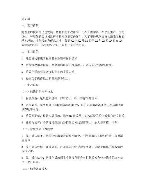 植物细胞工程实习报告(2篇)